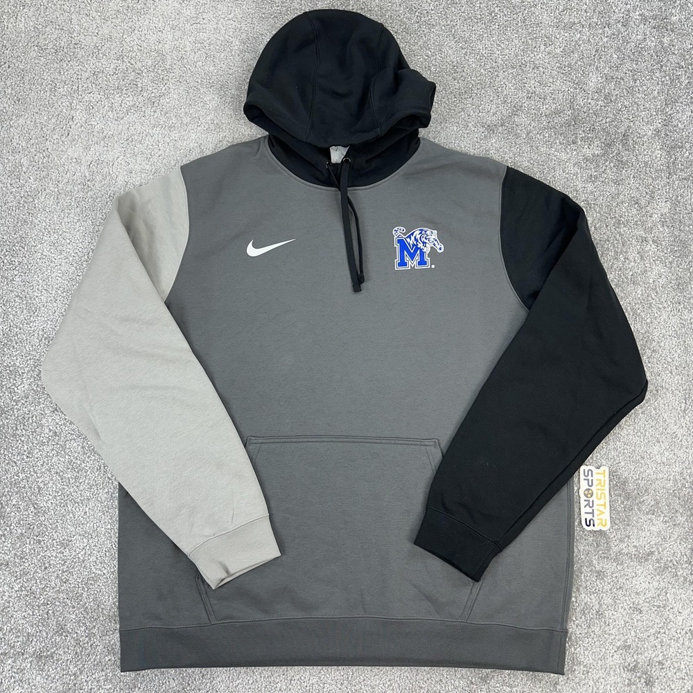 Memphis Tigers Hoodie Mens XL Gray Black NCAA Basketball Colorblock Nike Fleece